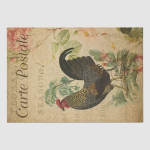Vintage French Chicken Decoupage Postcard Tissue Paper