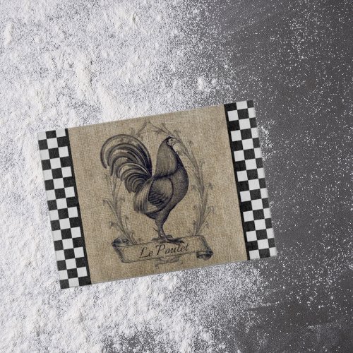 Vintage French Chicken on Checkerboard  Cutting Board