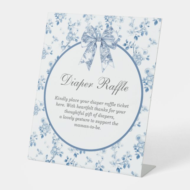 Vintage French Chinoiserie Diaper Raffle Sign (Front)