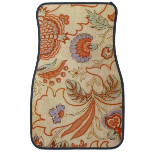 Vintage French Chintz Floral Antique Terracotta Car Floor Mat