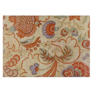 Vintage French Chintz Floral Antique Terracotta Cutting Board