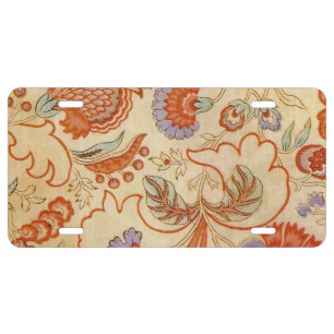 Vintage French Chintz Floral Antique Terracotta License Plate