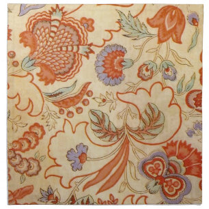 Vintage French Chintz Floral Antique Terracotta Napkin