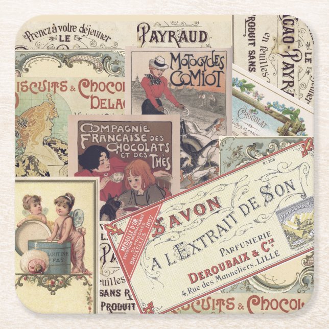 Vintage French Chocolat Coaster (Front)