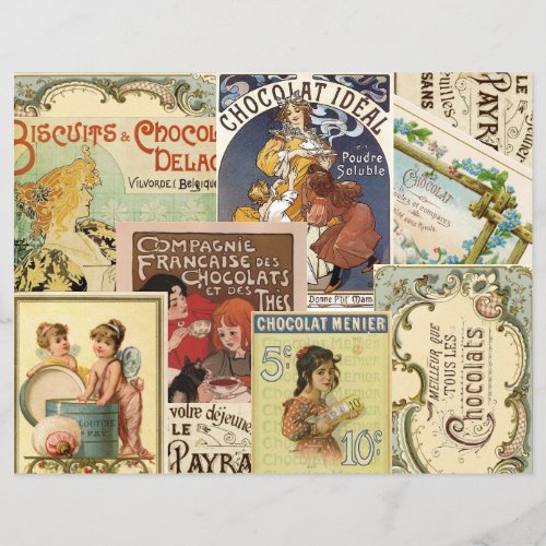Vintage French Chocolate Ad Collage Scrapbook