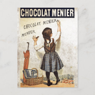 VINTAGE FRENCH CHOCOLATE AD WITH YOUNG GIRL POSTCARD