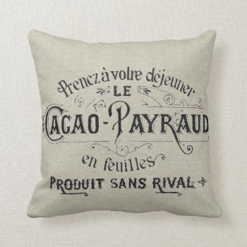 Vintage French Chocolate Linen Throw Pillow by EnKore at Zazzle