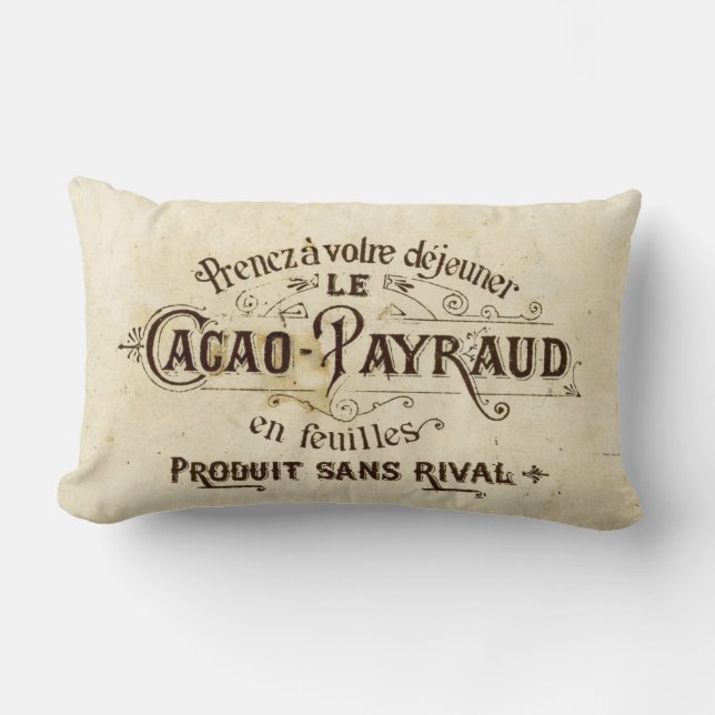 Vintage French Chocolate Lumbar Pillow (Front)