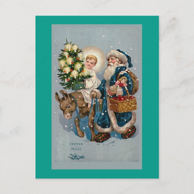 Vintage French Christmas Card Postcard (Front)