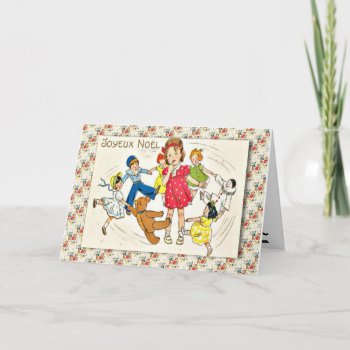 Vintage French Christmas  Dancing With Dolls Holiday Card by Franceimages at Zazzle