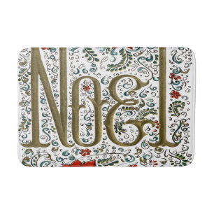 vintage french christmas poinsettia joyeux noel bath mat