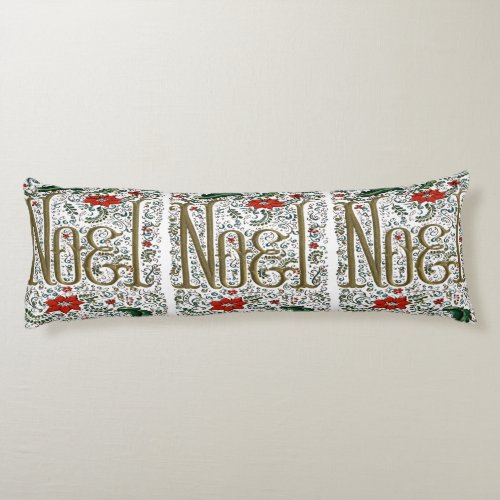 vintage french christmas poinsettia joyeux noel body pillow