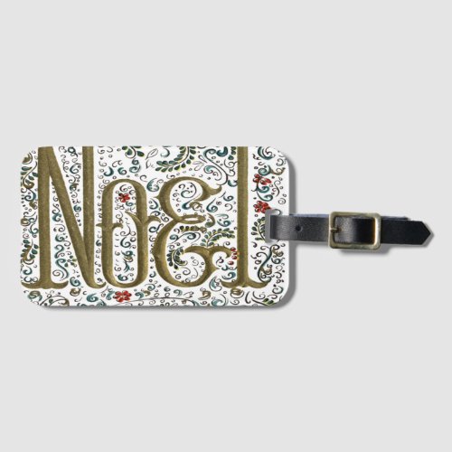 vintage french christmas poinsettia joyeux noel luggage tag