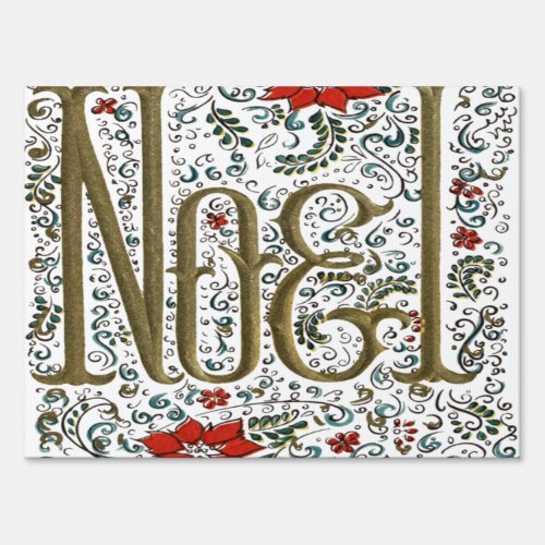 vintage french christmas poinsettia joyeux noel sign