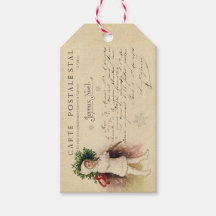 Vintage French Christmas Tree Postcard Gift Tags