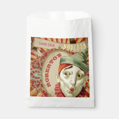 Vintage French Circus Clown Popcorn Bag