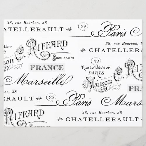 Vintage French City Name Paris Decoupage Scrapbook