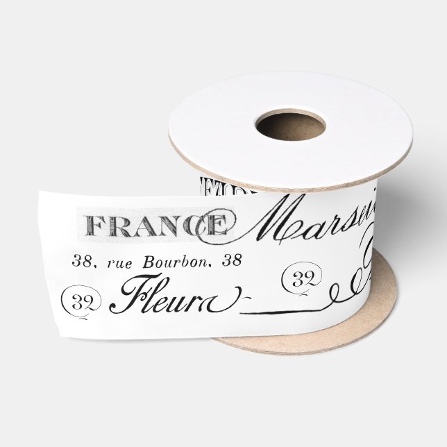 Vintage French City Names Paris Ephemera Satin Ribbon (Spool)