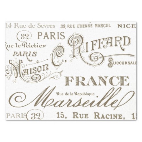 Vintage French City Names Paris Tissue Paper
