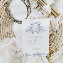 Vintage French Classic Elegant Blue Floral Wedding