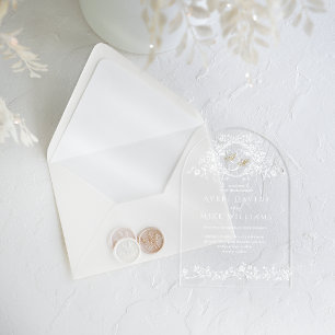 Vintage French Classic Elegant Gold Floral Wedding Acrylic Invitations