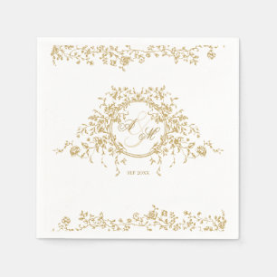 Vintage French Classic Elegant Gold Floral Wedding Napkins