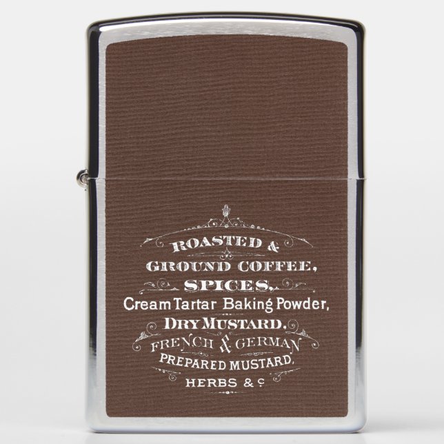 Vintage French Coffee and Spice Label Zippo Lighter (Front)