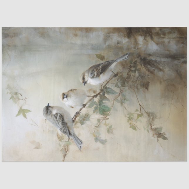 Vintage French Cottage Birds Decoupage Tissue Paper (Front)