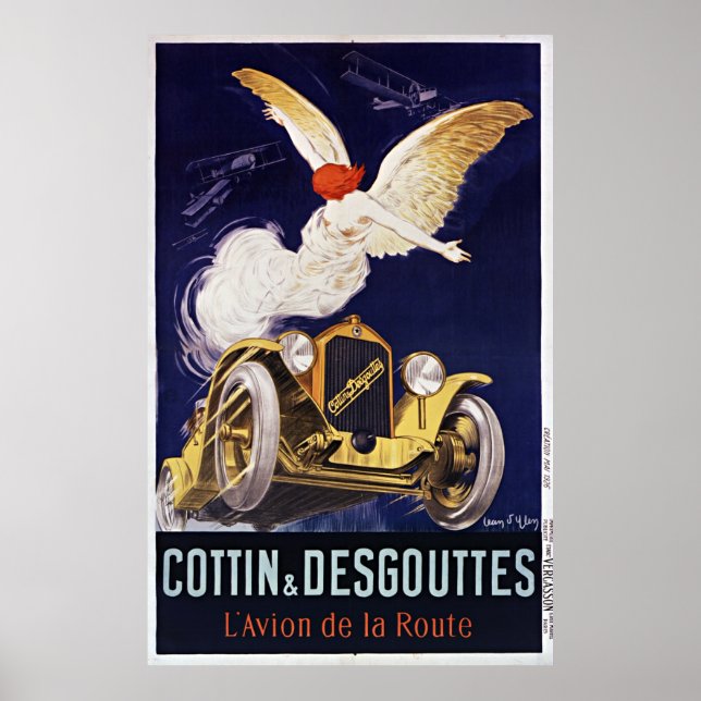 Vintage French Cottin & Desgouttes Classic Car Poster (Front)