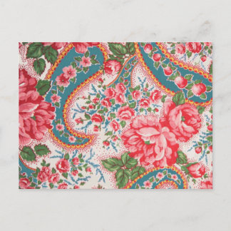 Vintage French Cotton Fabric Postcard