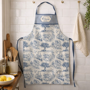 Vintage French Country Blue Toile Personalized Apron