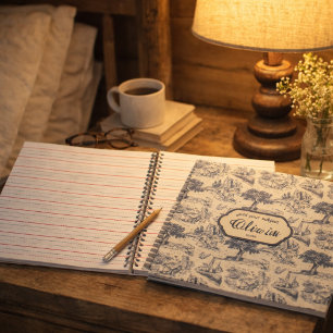 Vintage French Country Blue Toile Personalized Notebook