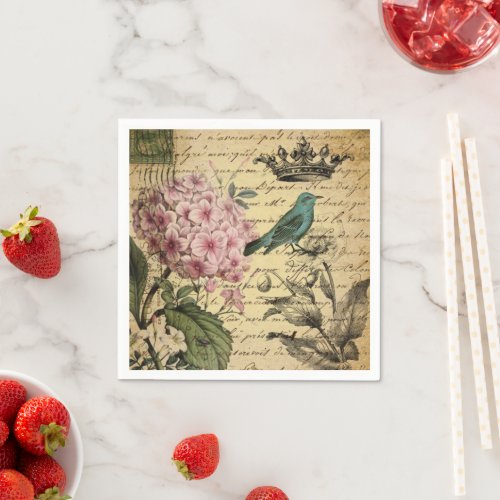 Vintage French Country Botanical Paris Tea Party Napkins