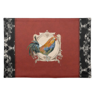 Vintage French Country Damask Rooster Cloth Placemat