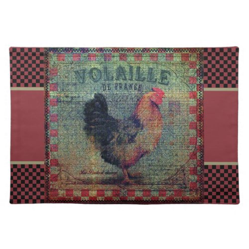 Vintage French Country Farmhouse Rooster Ad Cloth Placemat