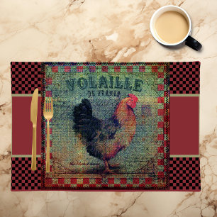 Vintage French Country Farmhouse Rooster Ad Cloth Placemat