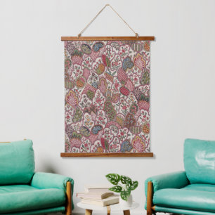 Vintage French Country Floral Bird Chintz Art Hanging Tapestry