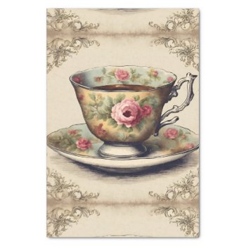 Vintage French Country Floral Tea Cup Tissue Paper by ThemeWeddingBoutique at Zazzle