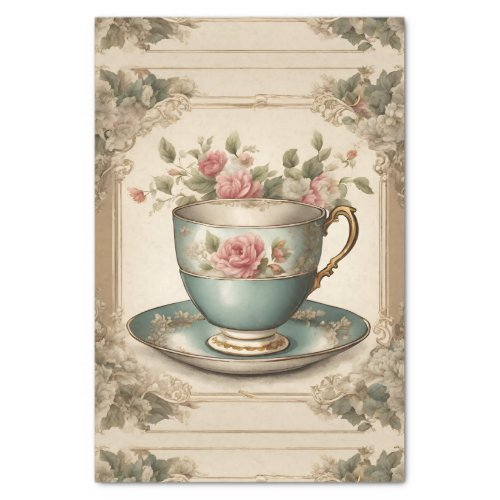 Vintage French Country Floral Tea Cup Tissue Paper