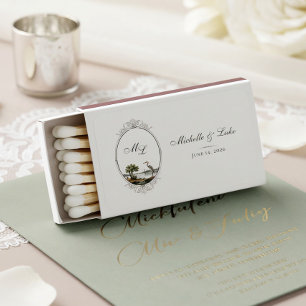 Vintage French Country Monogram Wedding Matchboxes