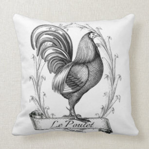 Vintage French Country Rooster Throw Pillow