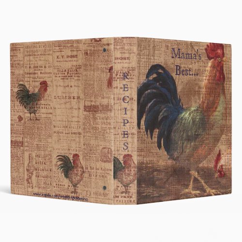 Vintage French Country Roosters Best Recipes Book 3 Ring Binder