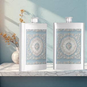 Vintage French Country Shabby Chic Blue Decor Cute Flask