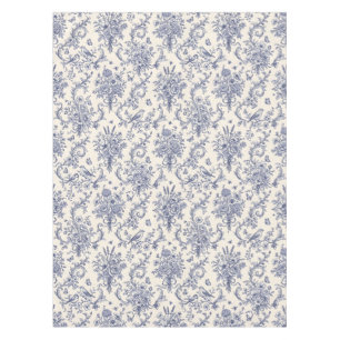Vintage French Country Toile de Jouy Blue Pattern Tablecloth