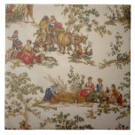 Vintage French Country Toile Print Tile at Zazzle