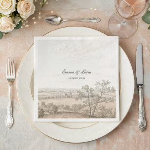 Vintage French Country Toile Wedding Napkins