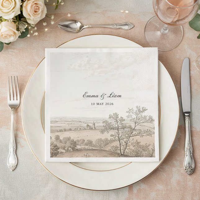 Vintage French Country Toile Wedding  Napkins (Creator Uploaded)