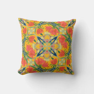 Vintage French Country Tulip Throw Pillow