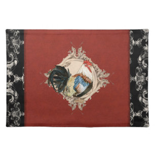 Vintage French CountryDamask Rooster Cloth Placemat