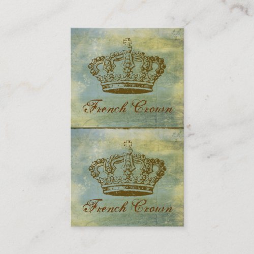 Vintage French Crown Mini Biz Cards or Tags Blue